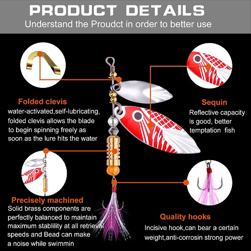 TOPFORT Fishing Lures, Fishing Spoon,Trout Lures, Bass Lures, Spinning