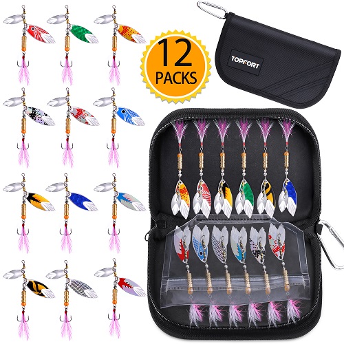 TOPFORT Fishing Lures - 12PCS Spinning Lures with carry bag