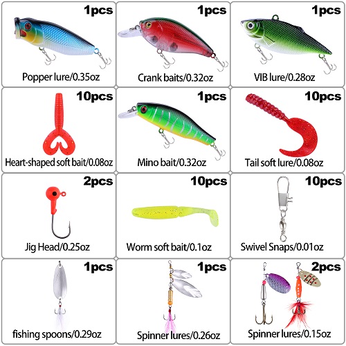 TOPFORT Fishing Lures - 51PCS Fishing lure with box