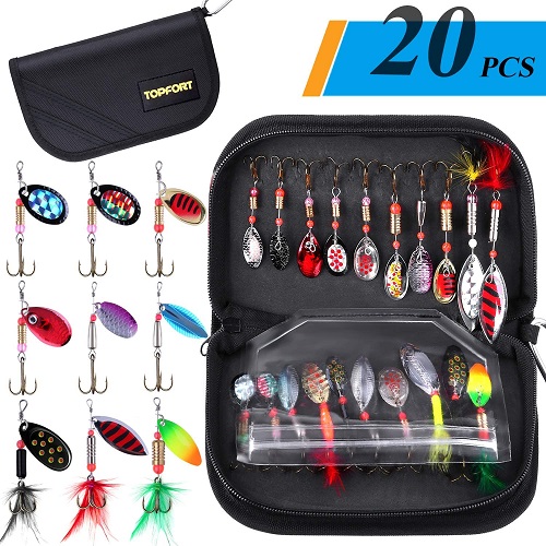 TOPFORT Fishing Lures -20PCS Spinning Lures with carry bag