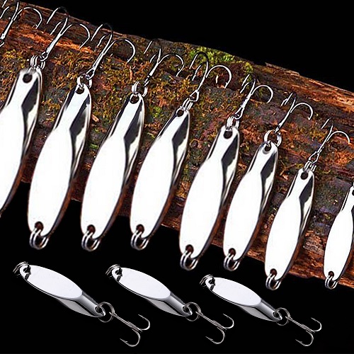 TOPFORT Fishing Lures 10pcs fishing spoon -Silvery