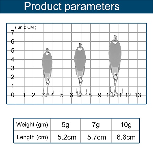 TOPFORT Fishing Lures 10pcs fishing spoon -Silvery