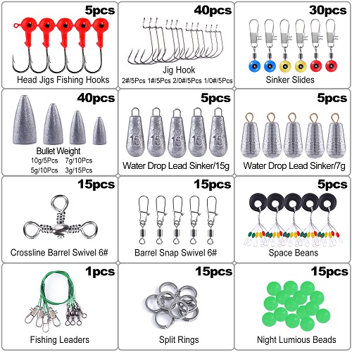 TOPFORT 230pcs Fishing Accessories Kit